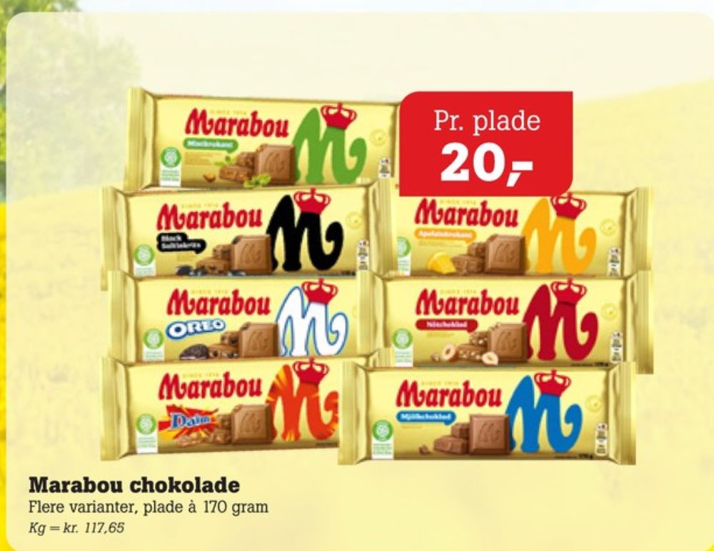 Marabou, Chokoladeplade Mint Krokant