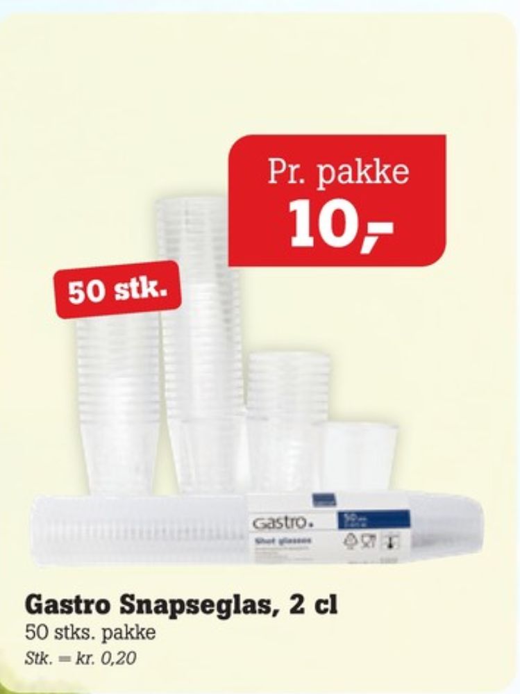 Gastro Line, Engangsglas