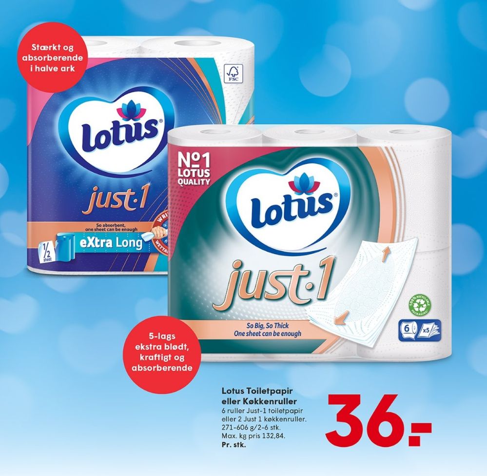 Lotus Just1, Toiletpapir