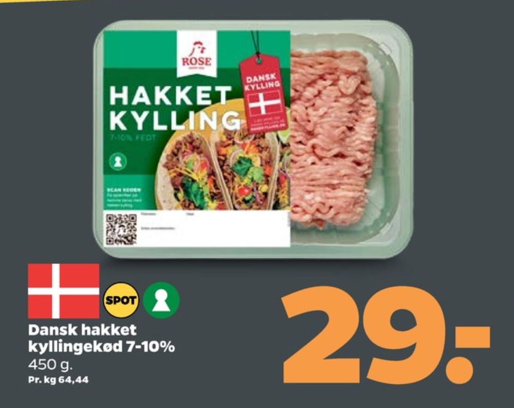 Rose, Hakket kylling 7-10%