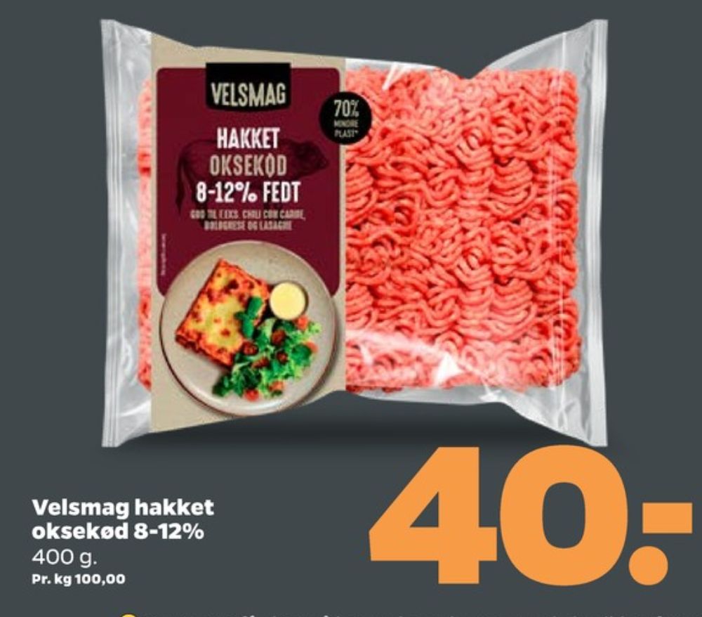 Velsmag, Hakket oksekød 8-12%