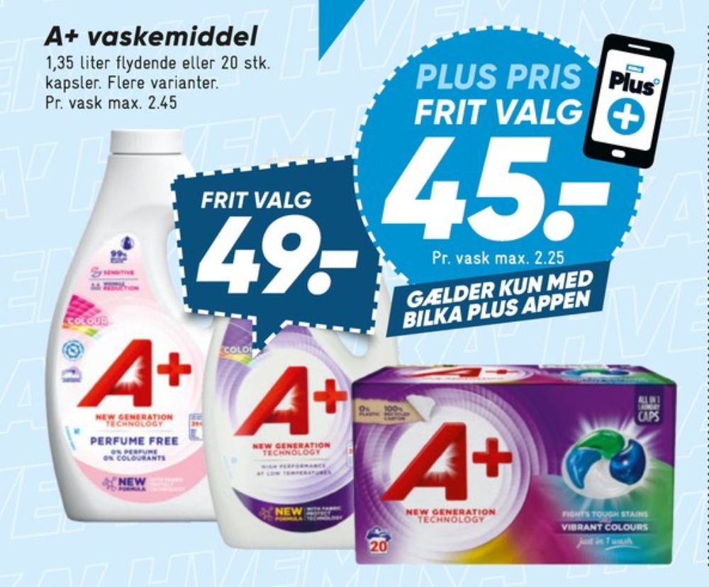 A+, Vaskemiddel-flydende