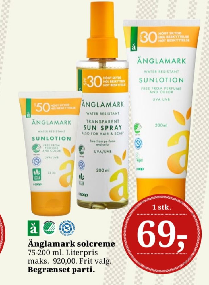 Änglamark, Solcreme