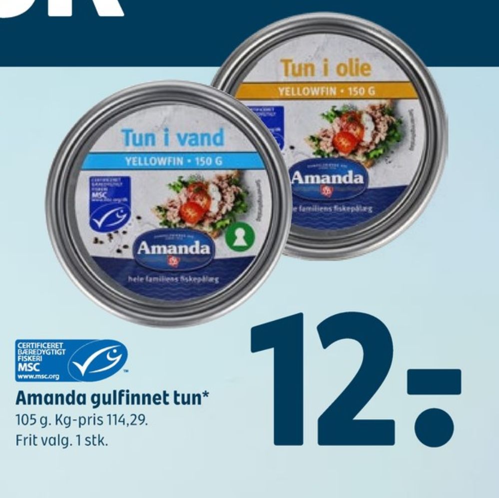 Amanda Seafood, Yellowfin Tun i vand