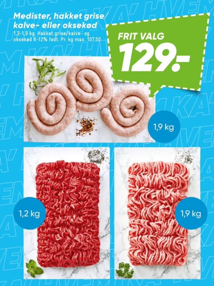 Hakket kalv og grisekød 8-12%