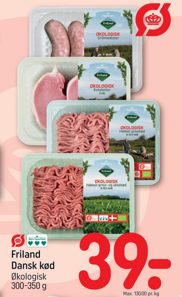 FRILAND Økologi, Hakket gris og oksekød 8-12%