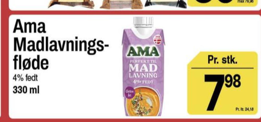 Ama, Madlavningsfløde 4%