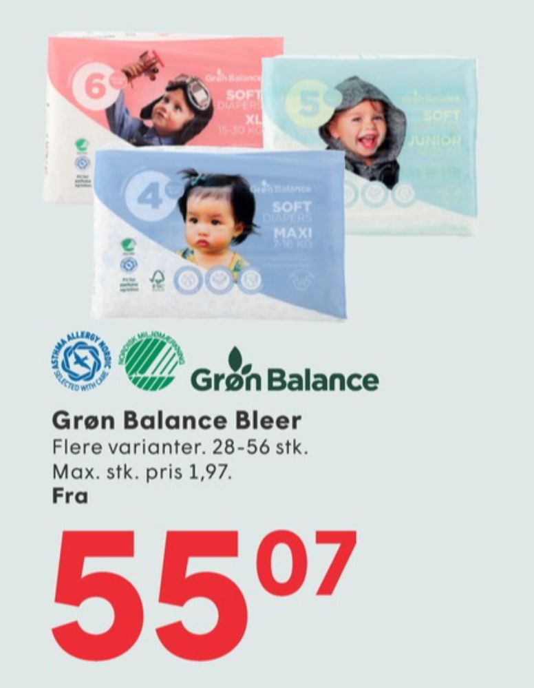 Grøn Balance Maxi, Bleer str 4 7-16 kg