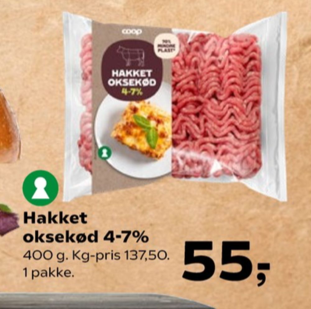 Coop, Hakket oksekød 4-7%