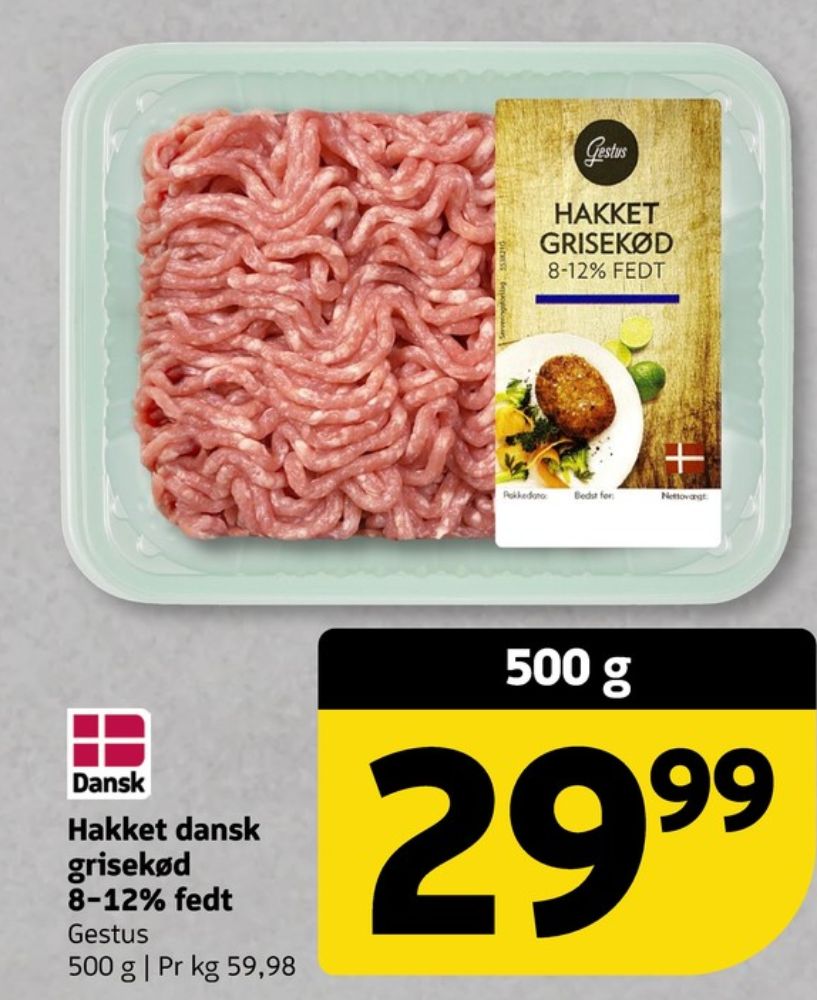 Gestus, Hakket grisekød 8-12%