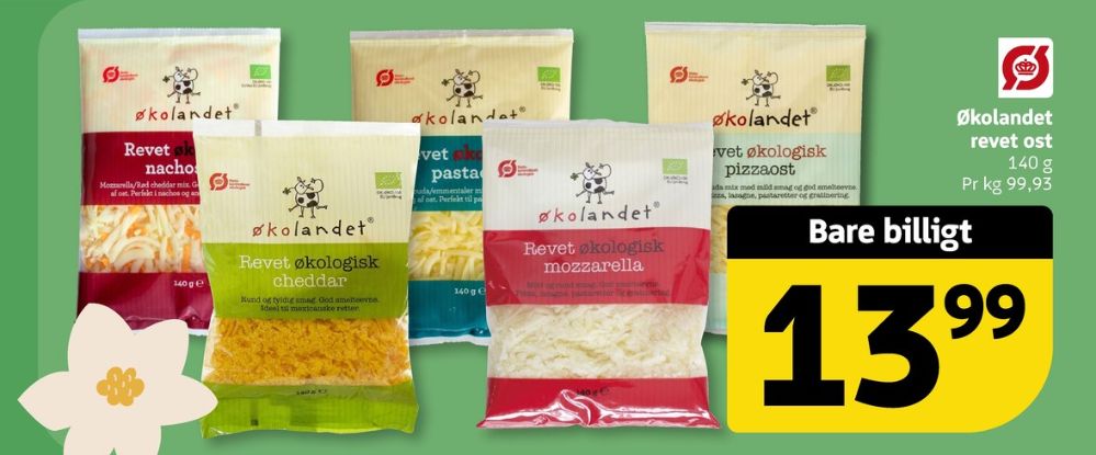 Økolandet, Revet ost Pizzaost