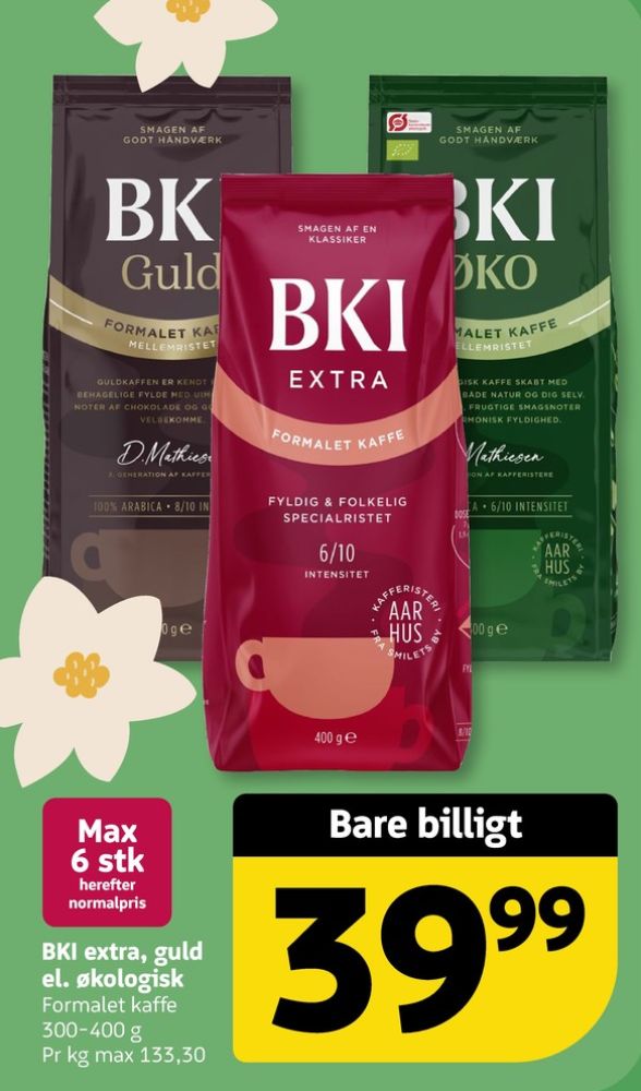 BKI Extra Specialristet, Kaffe Formalet