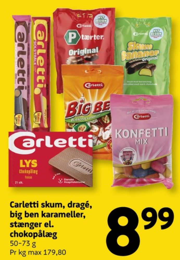 Carletti Big Ben, Karameller Blandede