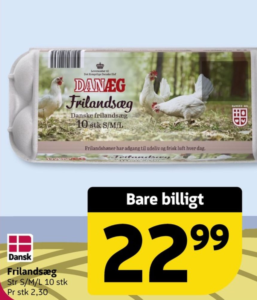 Danæg, Frilandsæg S/M/L