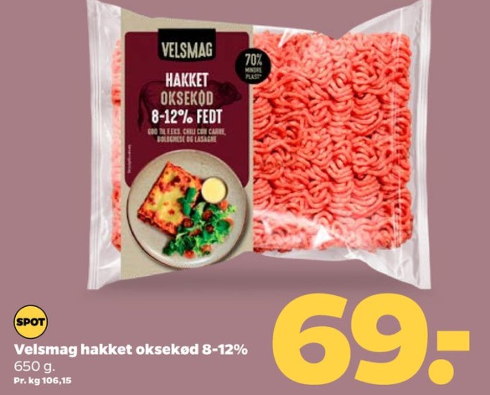 Velsmag, Hakket oksekød 8-12%