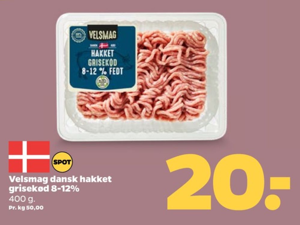 Velsmag, Hakket grisekød 8-12%