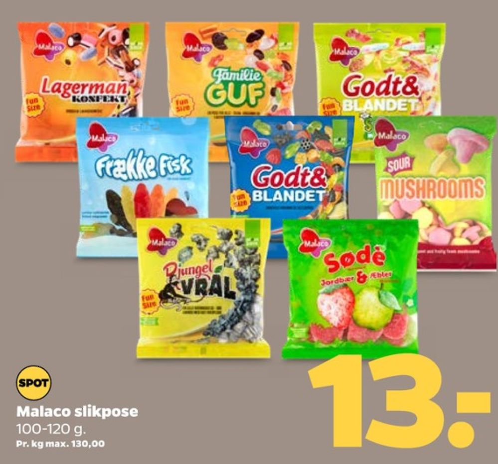 Malaco Frække Fisk, Slikposer