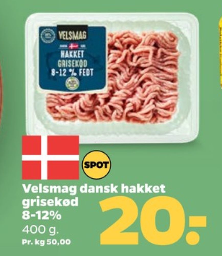 Velsmag, Hakket grisekød 8-12%