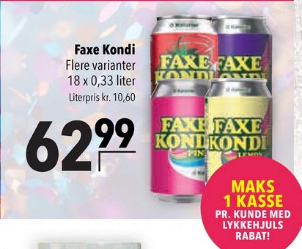 Faxe Kondi 0 Kalorier Pink Lemonade, Sodavand 18 pk.