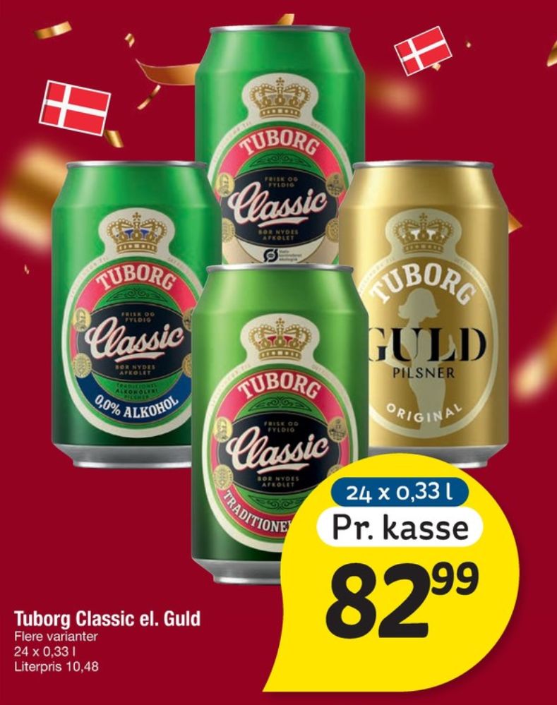 Tuborg Classic 0,0, Øl - Alkoholfri 24 pk.