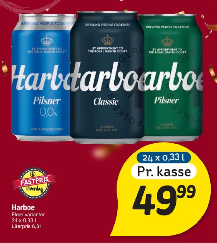 Harboe Pilsner 0,0%, Øl - Alkoholfri 24 pk.