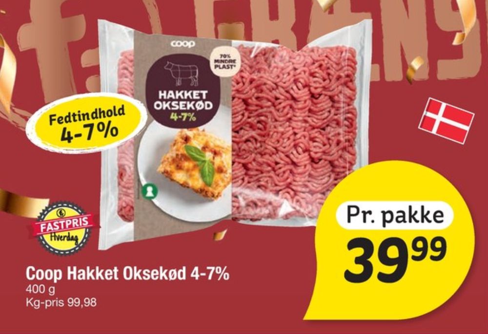 Coop, Hakket oksekød 4-7%