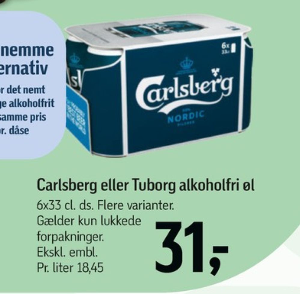 Tuborg Classic 0,0, Øl - Alkoholfri 6 pk.