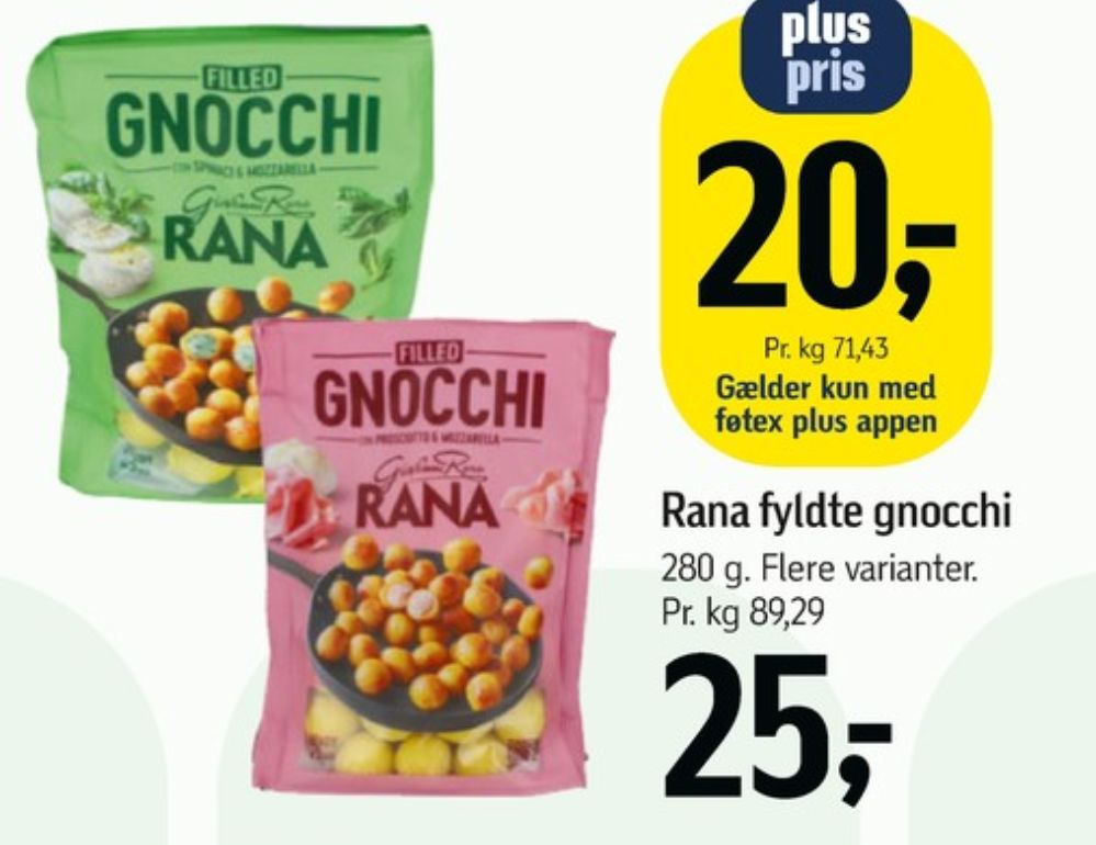 Rana, Gnocchi med Spinat