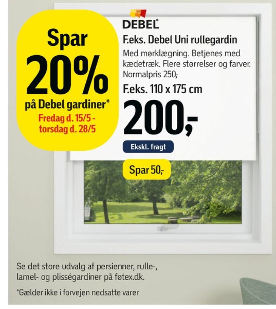Debel, Mørklægningsrullegardin