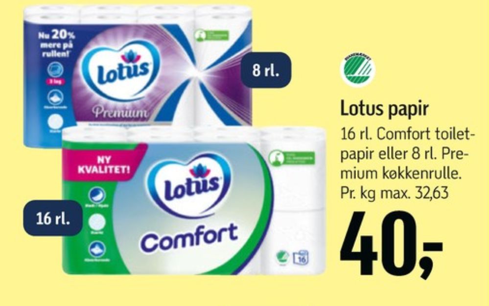 Lotus Comfort, Toiletpapir