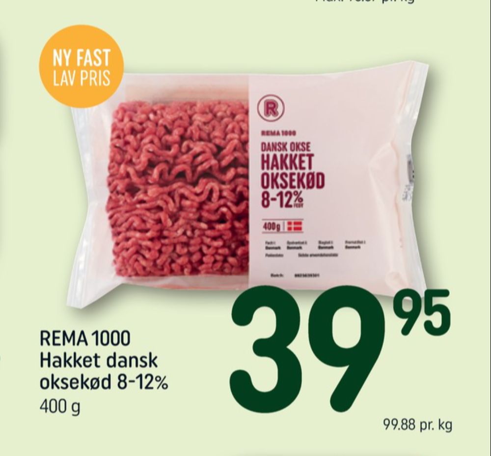 Rema 1000, Hakket oksekød 8-12%