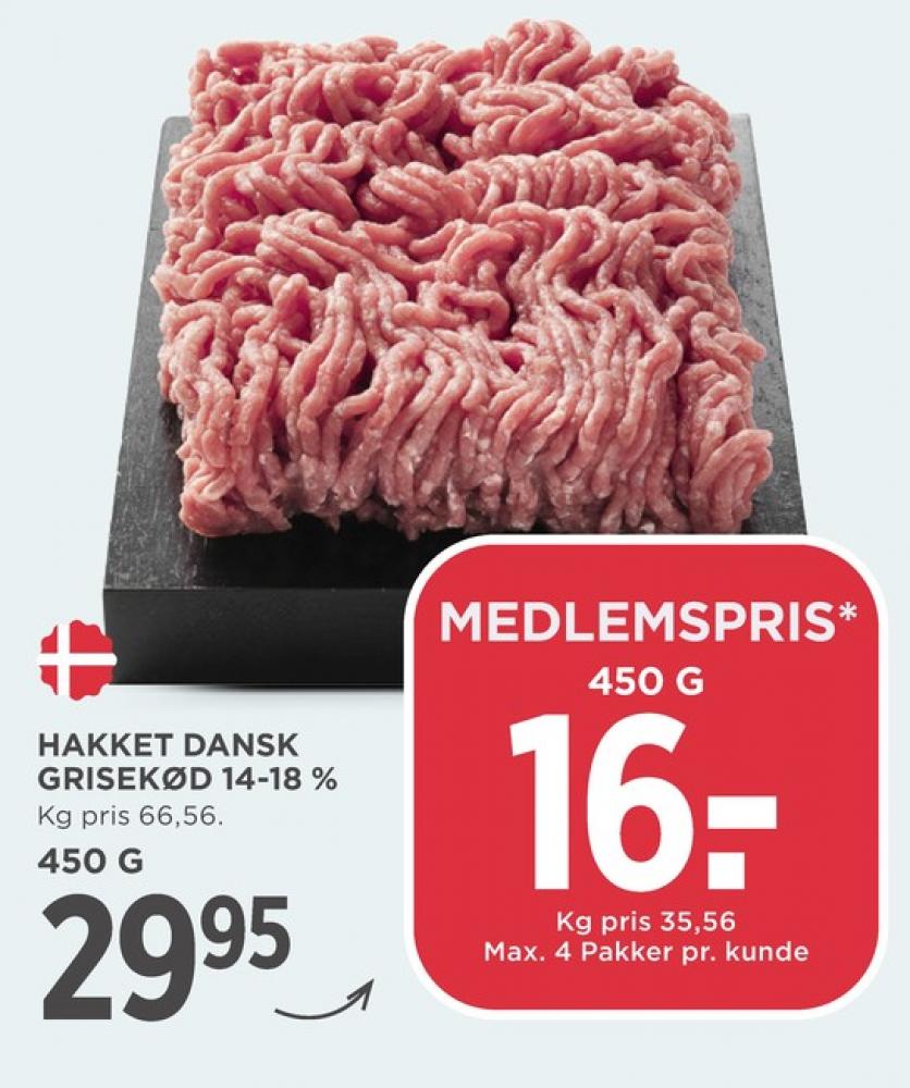 Gestus, Hakket grisekød 14-18%