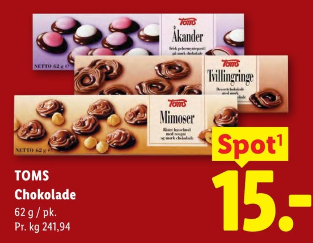 Toms Tvillingeringe, Dessertchokolade