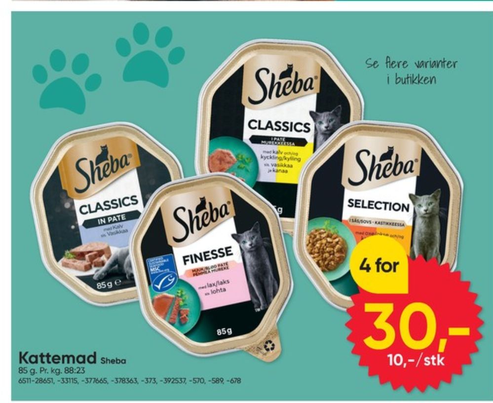 Sheba, Kattefoder