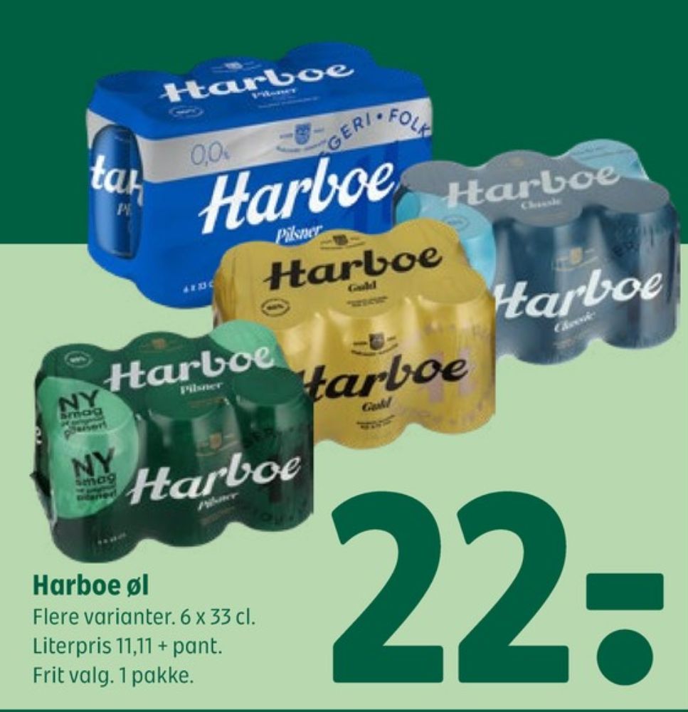 Harboe Pilsner 0,0%, Øl - Alkoholfri 6 pk.