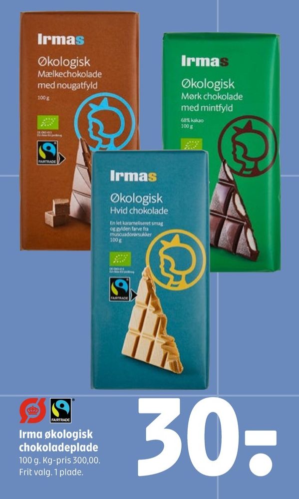 Irmas, Chokoladeplade Mælk med Nougatfyld