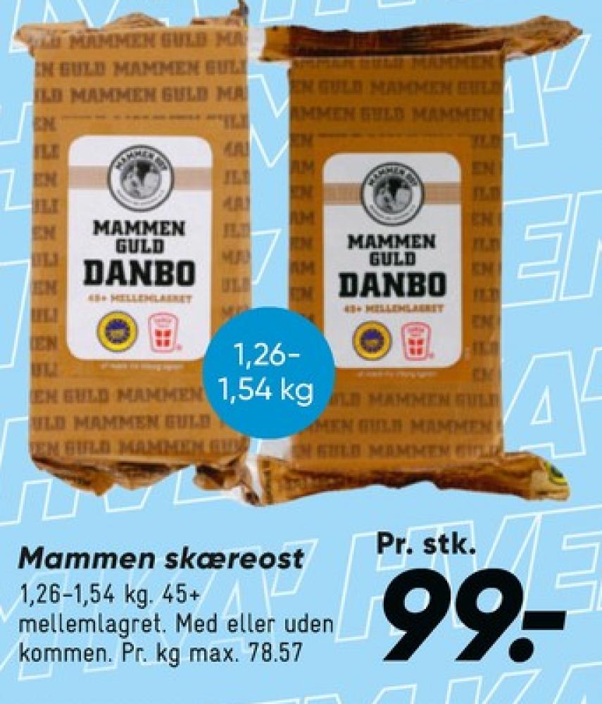 Mammen, Skæreost Danbo Guld Mellemlagret Kommen