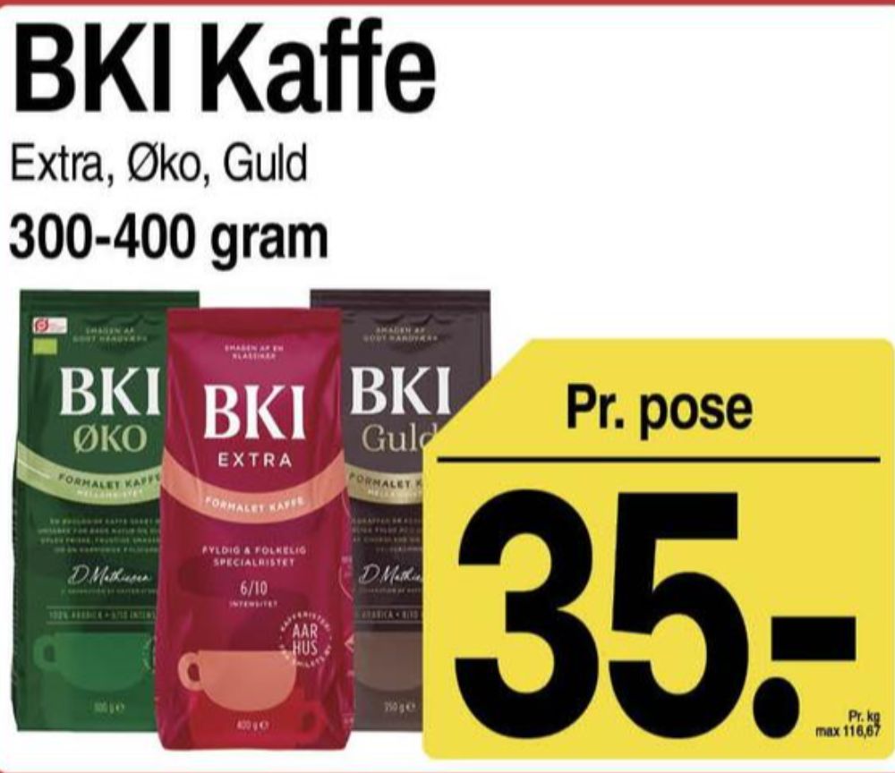BKI Extra Specialristet, Kaffe Formalet
