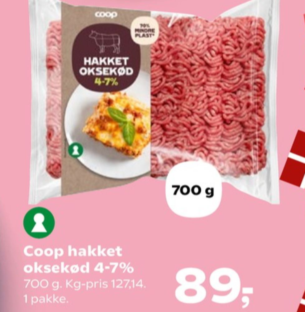 Coop, Hakket oksekød 4-7%