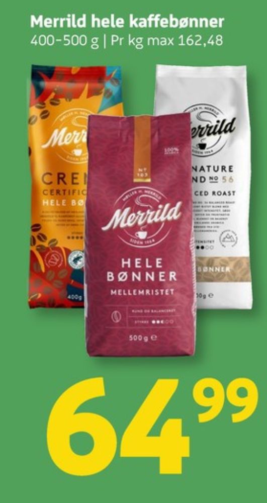 Merrild Mellemristet, Kaffebønner