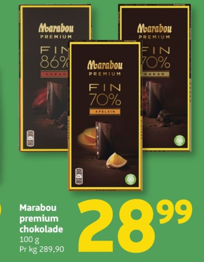 Marabou Premium, Chokoladeplade Fin 70% Appelsin