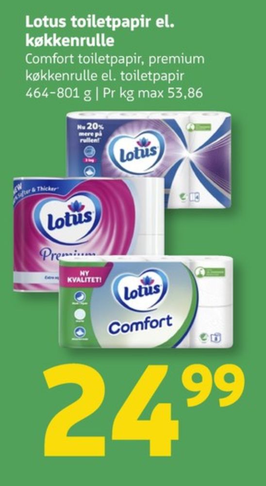Lotus Comfort, Toiletpapir