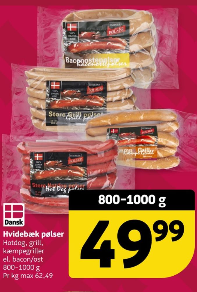 Hvidebæk, Bacon-Ostepølser