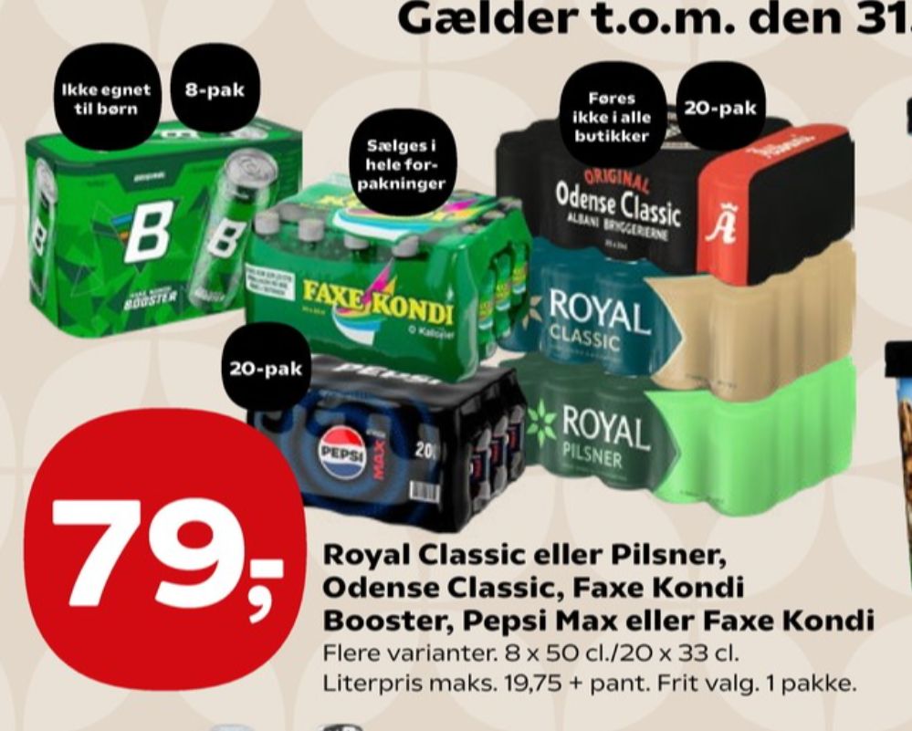 Faxe Kondi Booster Original, Energidrik 8 pk.
