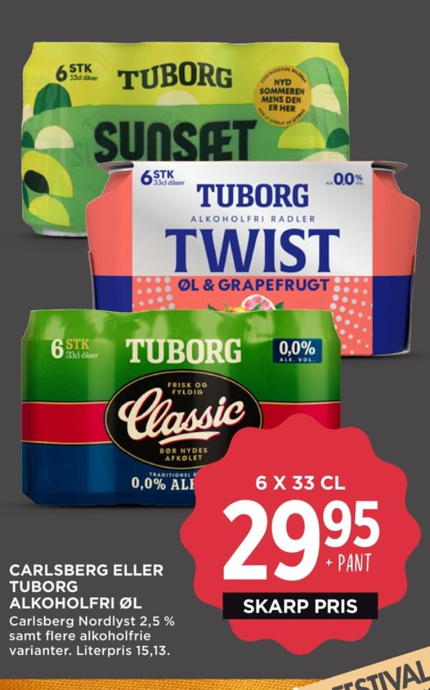 Tuborg Tuborg 0,0 Twist Øl & Grapefrugt, Øl - Alkoholfri 6 pk.
