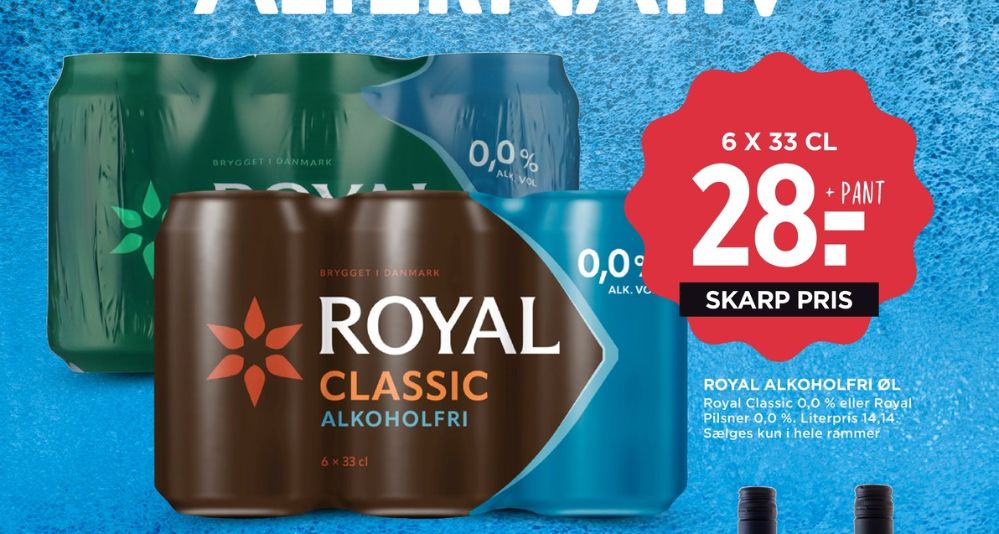 Royal 0,0 Classic, Øl - Alkoholfri 6 pk.