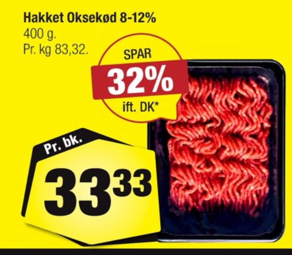 Hakket oksekød 8-12%