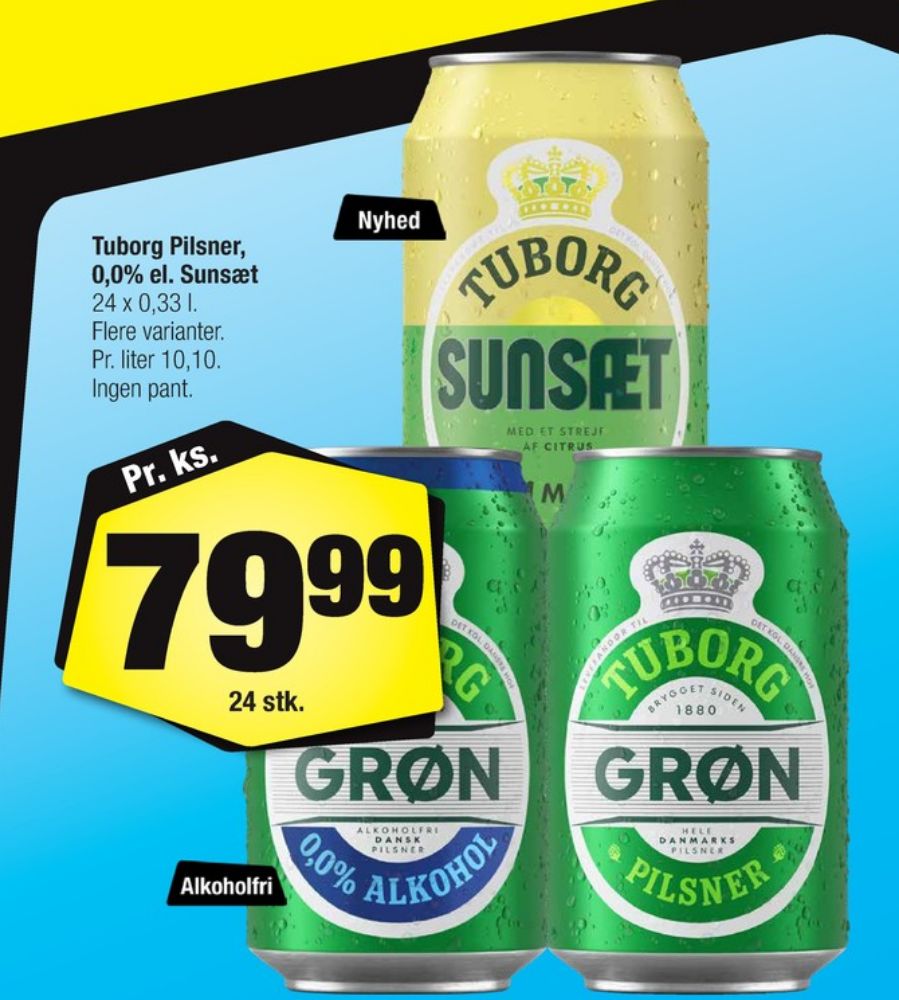 Tuborg Grøn 0,0, Øl - Alkoholfri 24 pk.