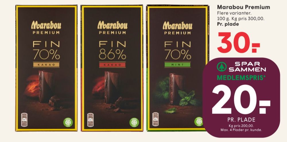 Marabou Premium, Chokoladeplade Fin 70% Mint