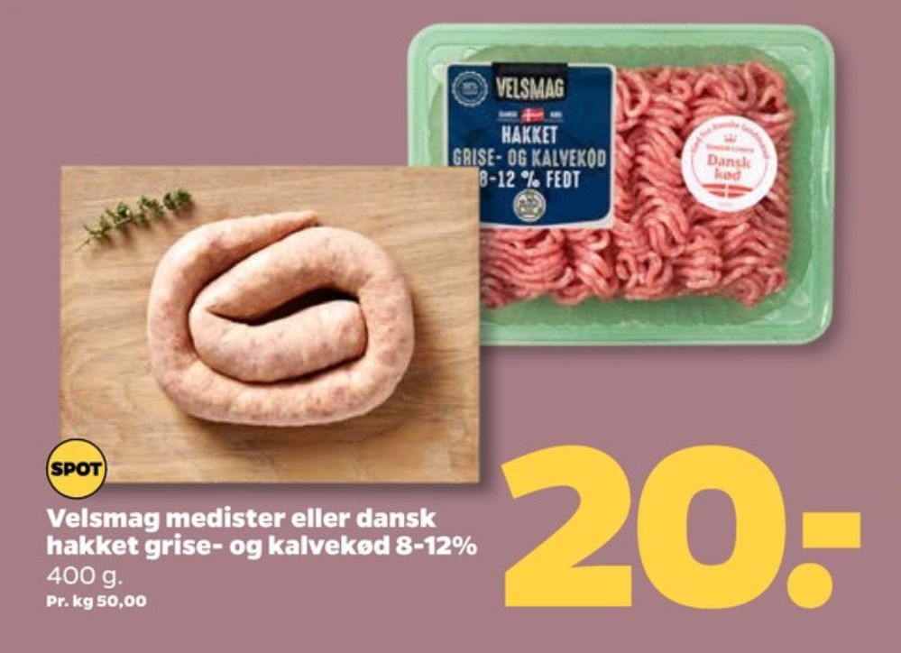 Velsmag, Hakket kalv og grisekød 8-12%